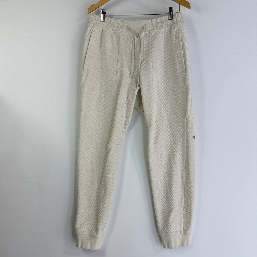 Lululemon At Ease Jogger Mens Large Light Ivory Textured M5AIYS Pants